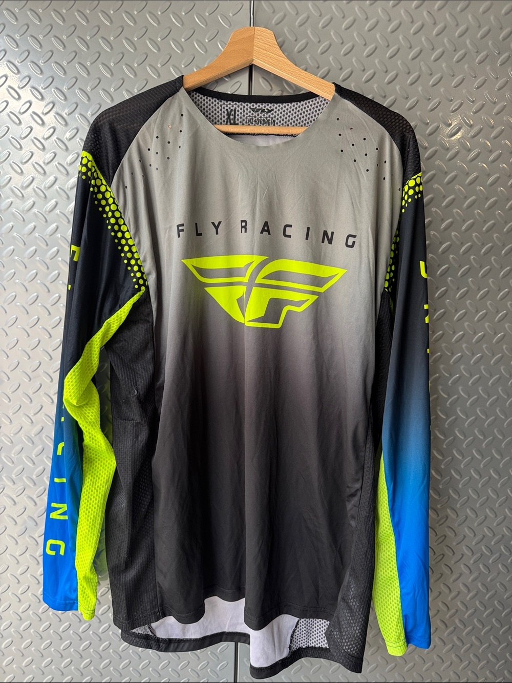 Men’s Long Sleeve Fly Raching - Gray/Neon Yellow/Blue
